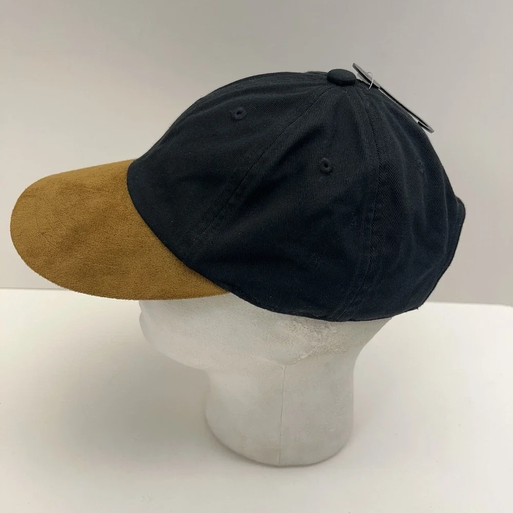BANANA REPUBLIC Baseball Cap Mixed Media Adjustable Black Tan Strapback Hat NWT